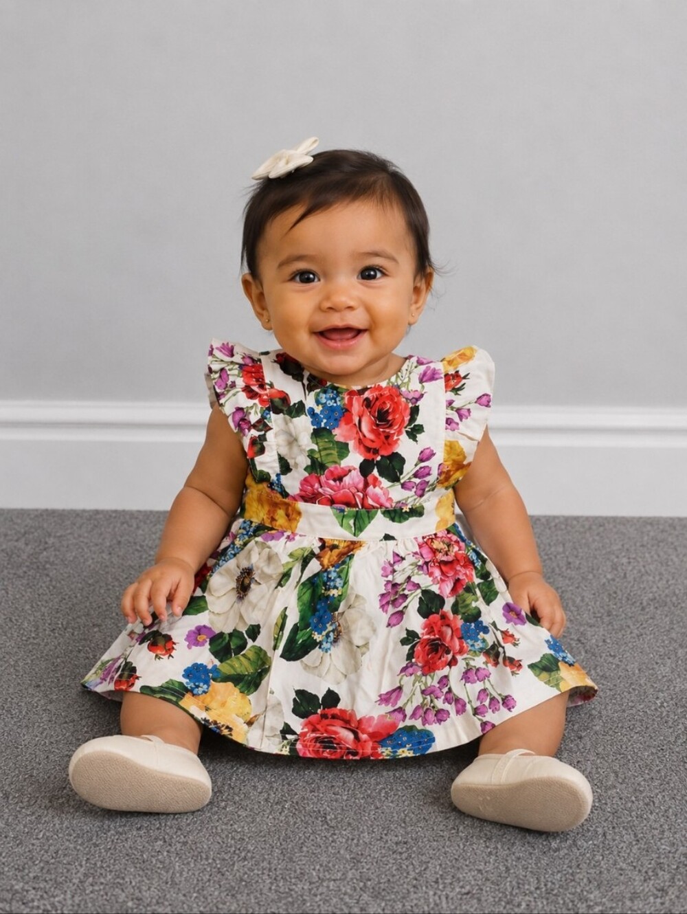 BK Floral Summer Dress Button Back Rose Front